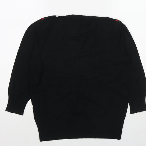 Marks and Spencer Womens Black Scoop Neck Argyle/Diamond Viscose Pullover Jumper Size 16