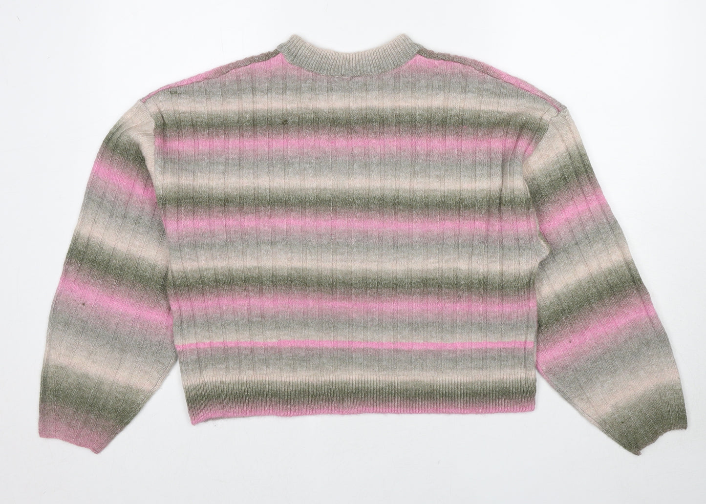Divided by H&M Womens Multicoloured Roll Neck Striped Acrylic Pullover Jumper Size M
