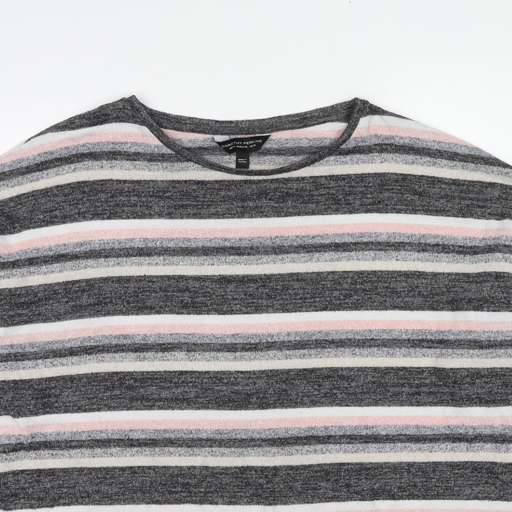 Dorothy Perkins Womens Multicoloured Round Neck Striped Polyester Pullover Jumper Size 18 - Knot Front