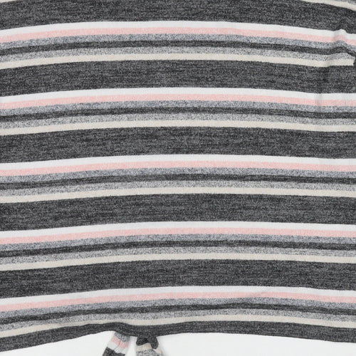 Dorothy Perkins Womens Multicoloured Round Neck Striped Polyester Pullover Jumper Size 18 - Knot Front