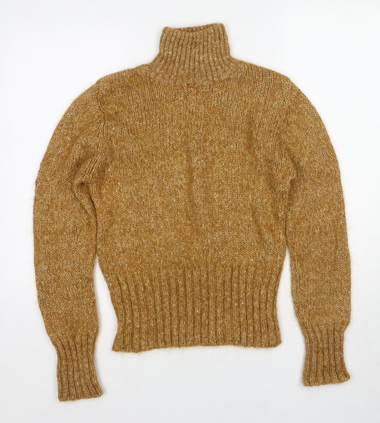 H&M Womens Gold High Neck Mohair Pullover Jumper Size M