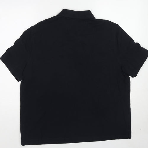 Marks and Spencer Mens Black Cotton Polo Size 2XL Collared Pullover