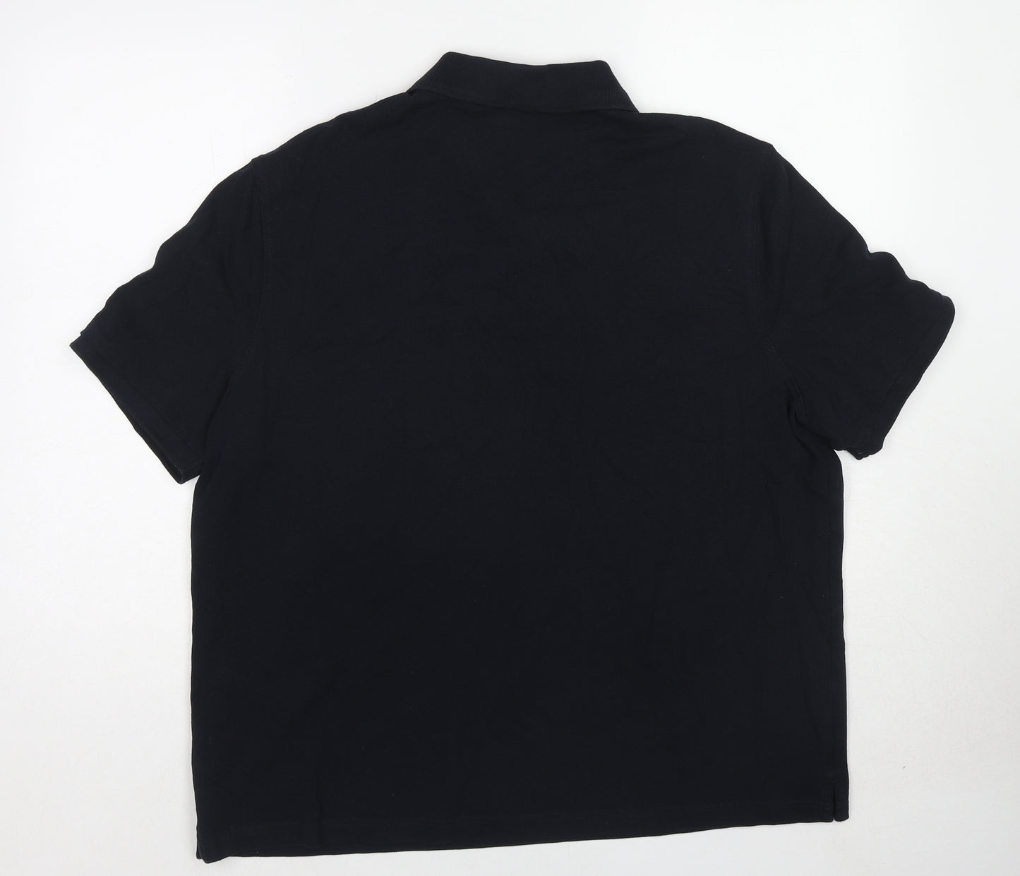 Marks and Spencer Mens Black Cotton Polo Size 2XL Collared Pullover