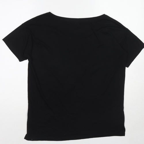 Selfish Mother Womens Black Cotton Basic T-Shirt Size M Round Neck - Winging It