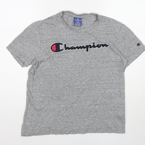 Champion Mens Grey Cotton T-Shirt Size S Round Neck