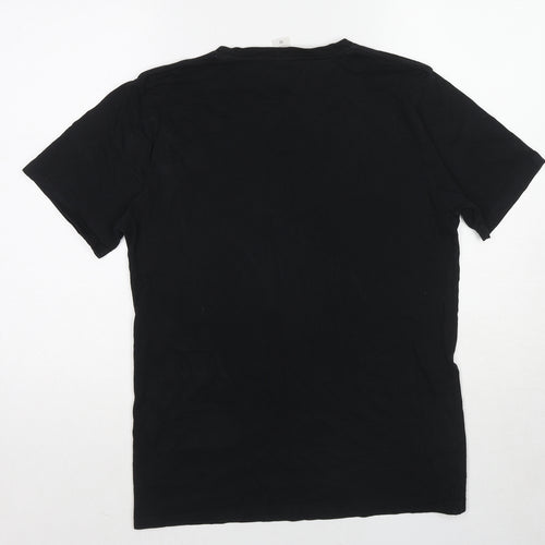 C Unique Creation Mens Black Cotton T-Shirt Size M Round Neck - Skull print