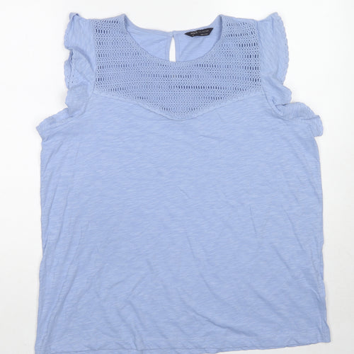 Marks and Spencer Womens Blue Cotton Basic Tank Size 18 Round Neck