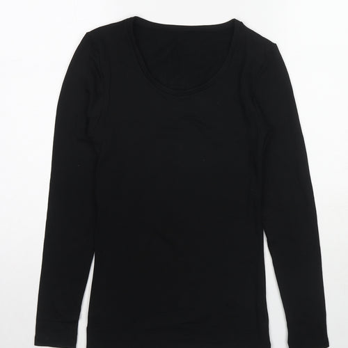 Marks and Spencer Womens Black Acrylic Basic T-Shirt Size 10 Round Neck - Thermal