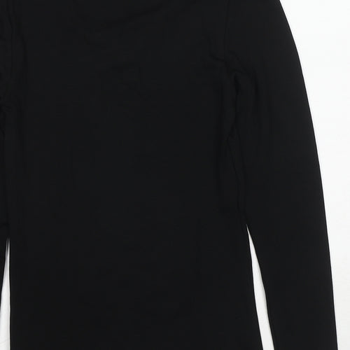 Marks and Spencer Womens Black Acrylic Basic T-Shirt Size 10 Round Neck - Thermal