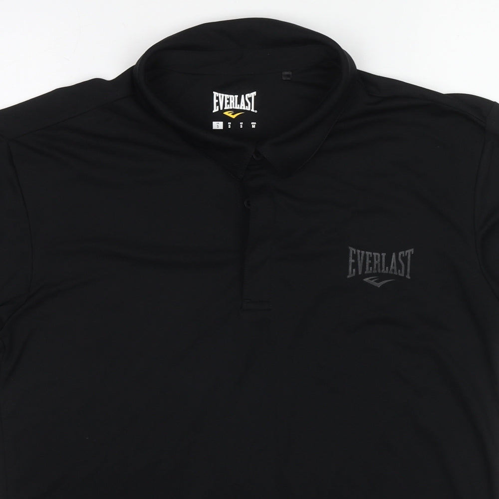 Everlast Mens Black Polyester Polo Size S Collared Pullover