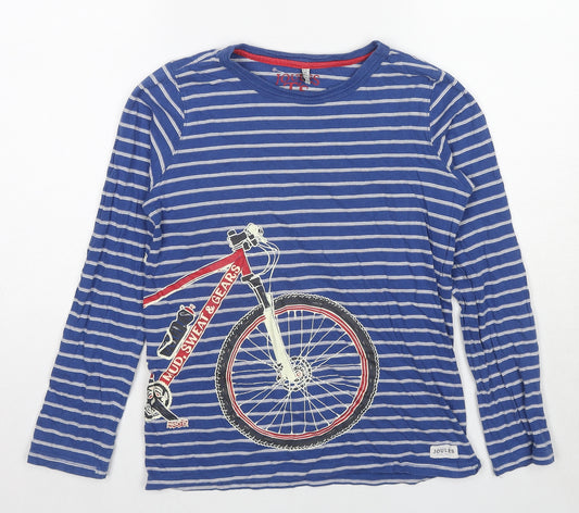 Joules Boys Blue Cotton Basic T-Shirt Size 11-12 Years Round Neck Pullover - Mud, Sweat & Gears