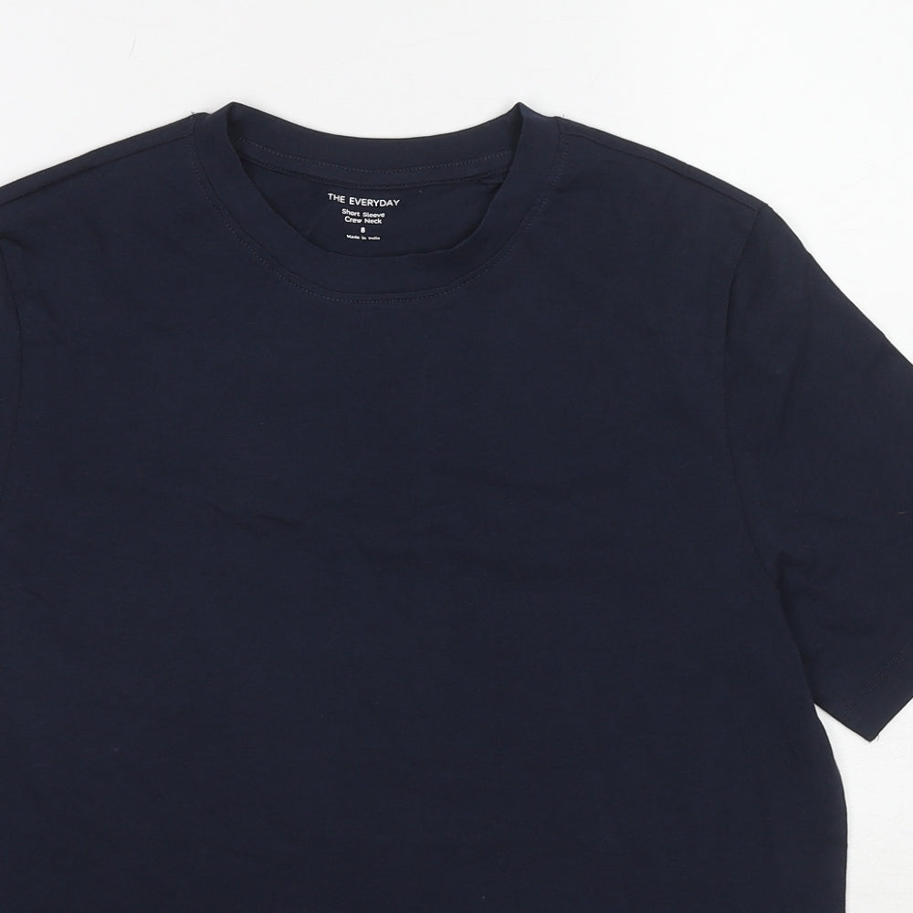 Marks and Spencer Womens Blue Cotton Basic T-Shirt Size 8 Round Neck