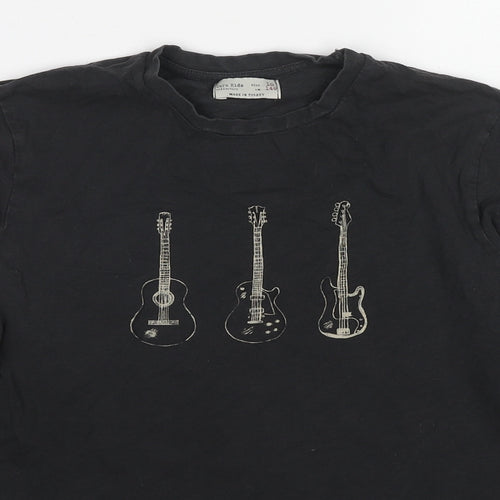 Zara Boys Grey Cotton Basic T-Shirt Size 10 Years Round Neck Pullover - Guitar