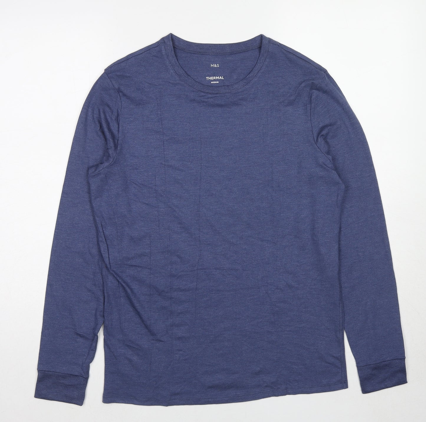 Marks and Spencer Mens Blue Acrylic T-Shirt Size M Crew Neck - Thermal
