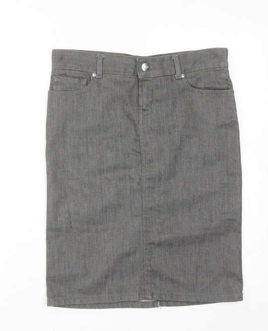 Joseph Womens Grey Cotton Straight & Pencil Skirt Size 8 Zip