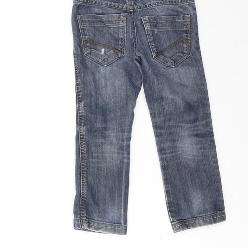 Marks and Spencer Boys Blue Cotton Straight Jeans Size 3-4 Years Regular Zip - Distressed
