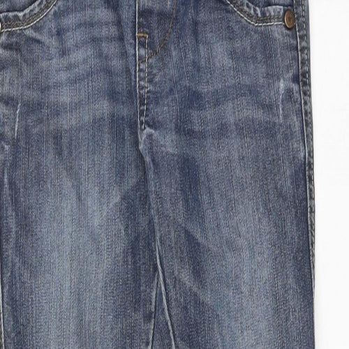 Marks and Spencer Boys Blue Cotton Straight Jeans Size 3-4 Years Regular Zip - Distressed