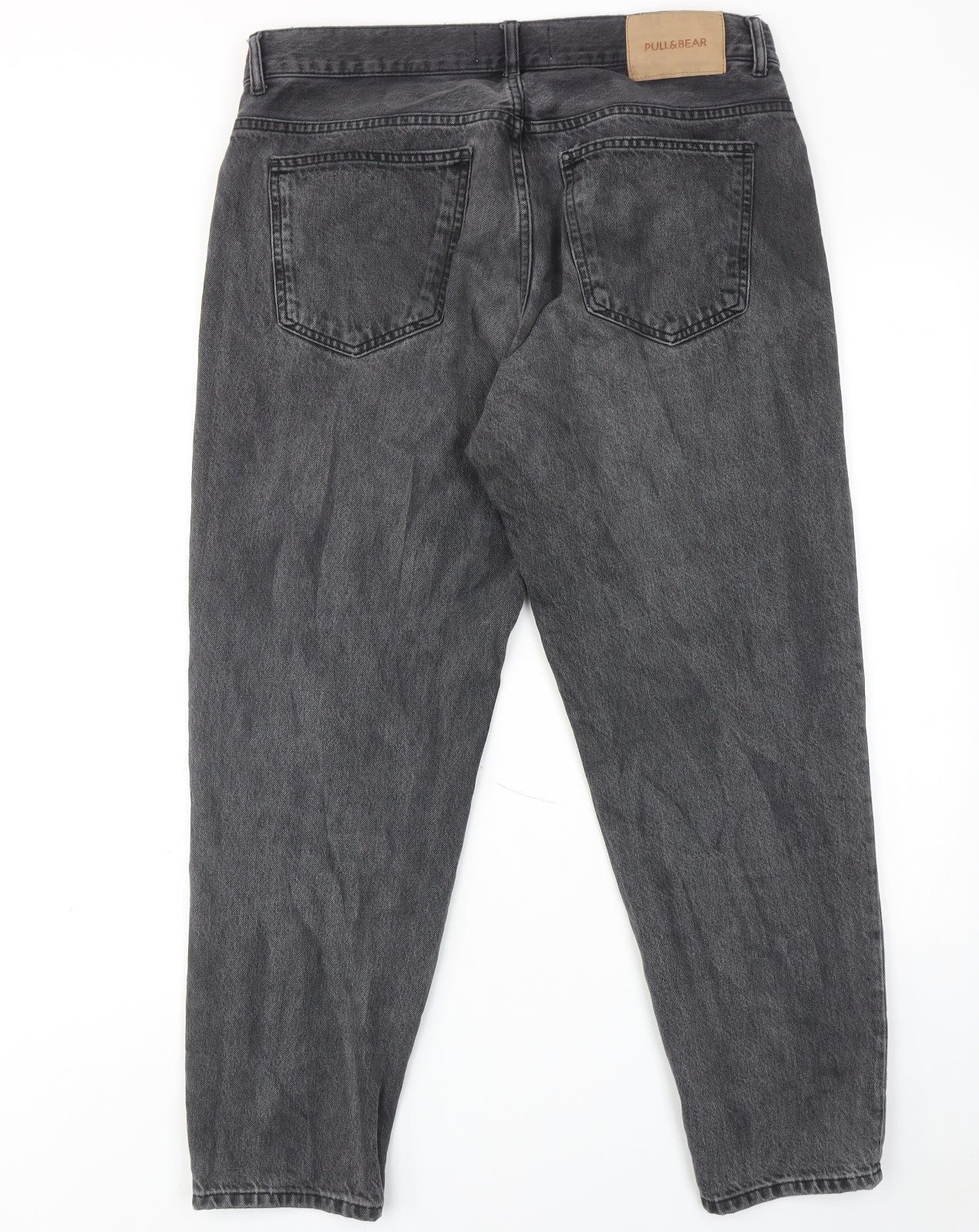Pull&Bear Womens Grey Cotton Straight Jeans Size 16 Regular Zip