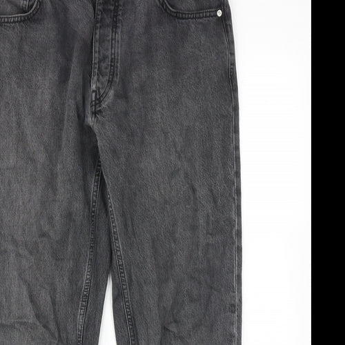 Pull&Bear Womens Grey Cotton Straight Jeans Size 16 Regular Zip