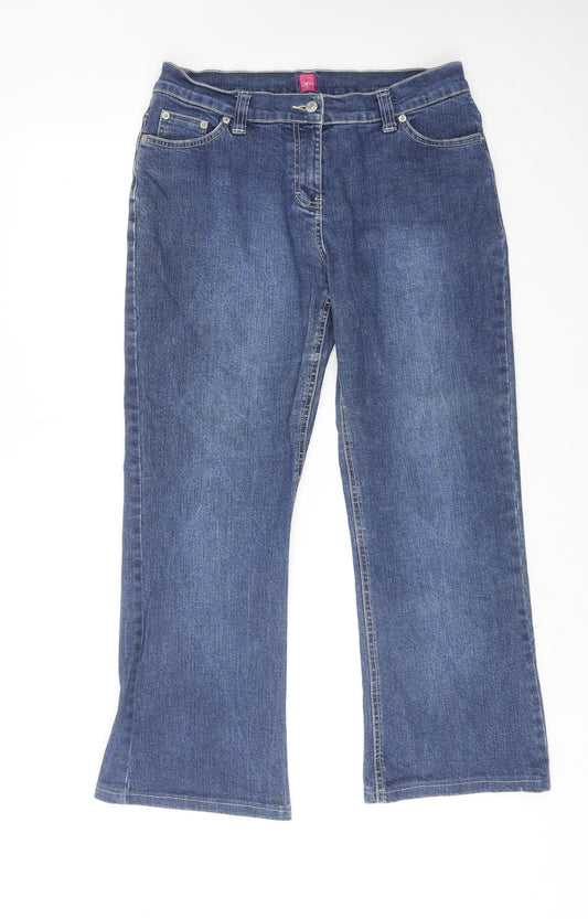 New Look Womens Blue Cotton Straight Jeans Size 14 Regular Zip