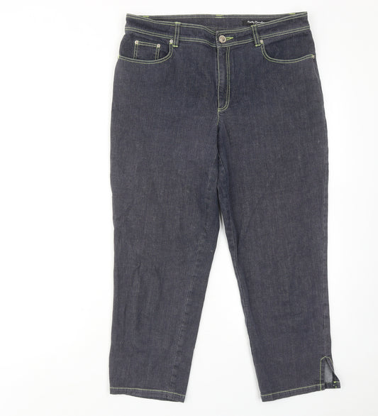 Betty Barclay Womens Blue Cotton Straight Jeans Size 14 Regular Zip
