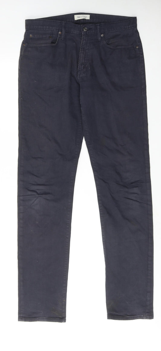Gap Mens Blue Cotton Trousers Size 32 in L36 in Slim Zip