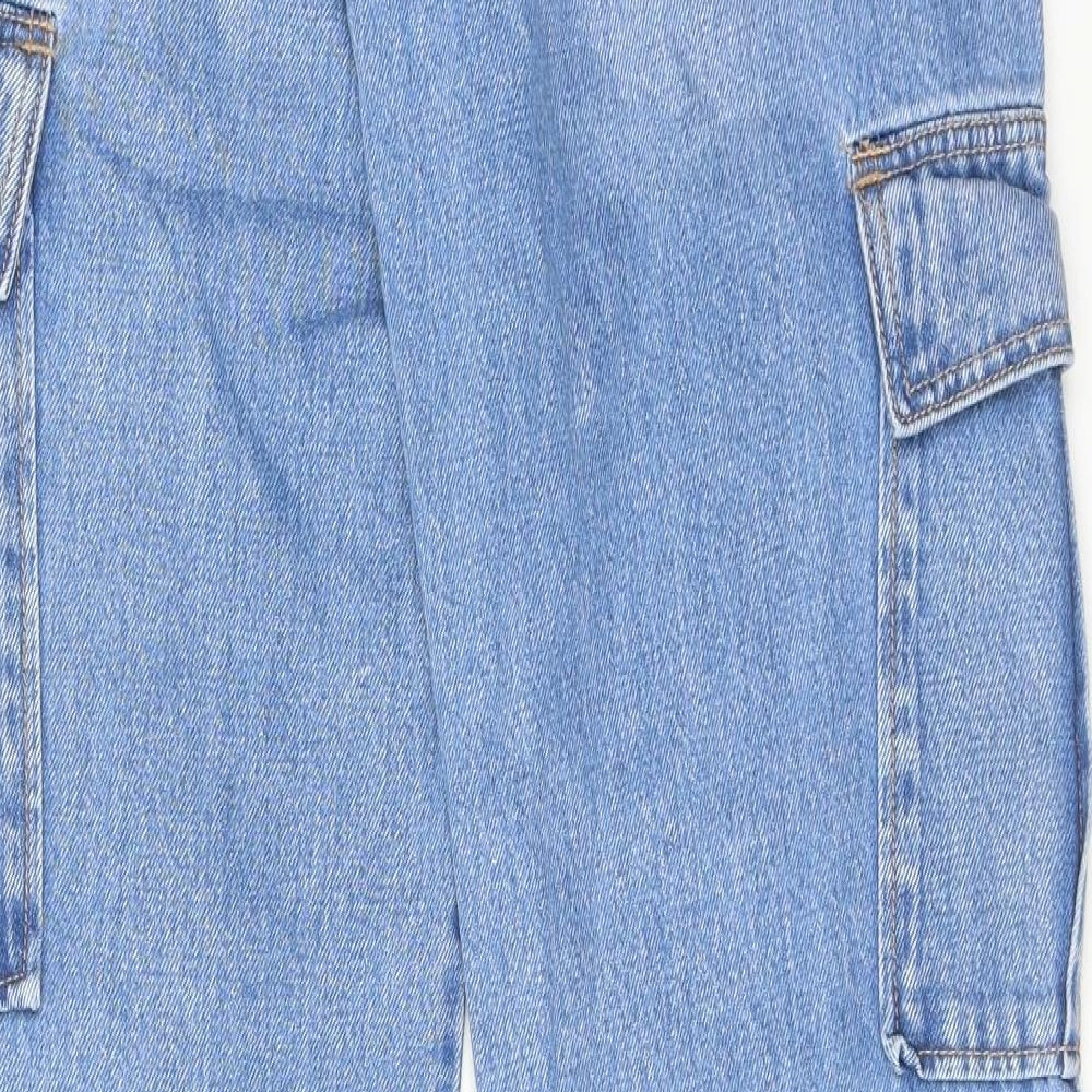 Stradivarius Womens Blue Cotton Straight Jeans Size 12 Relaxed Zip