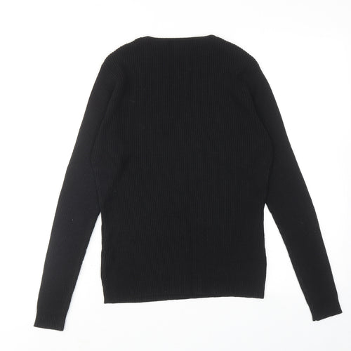 Karen Scott Womens Black Round Neck Acrylic Pullover Jumper Size M