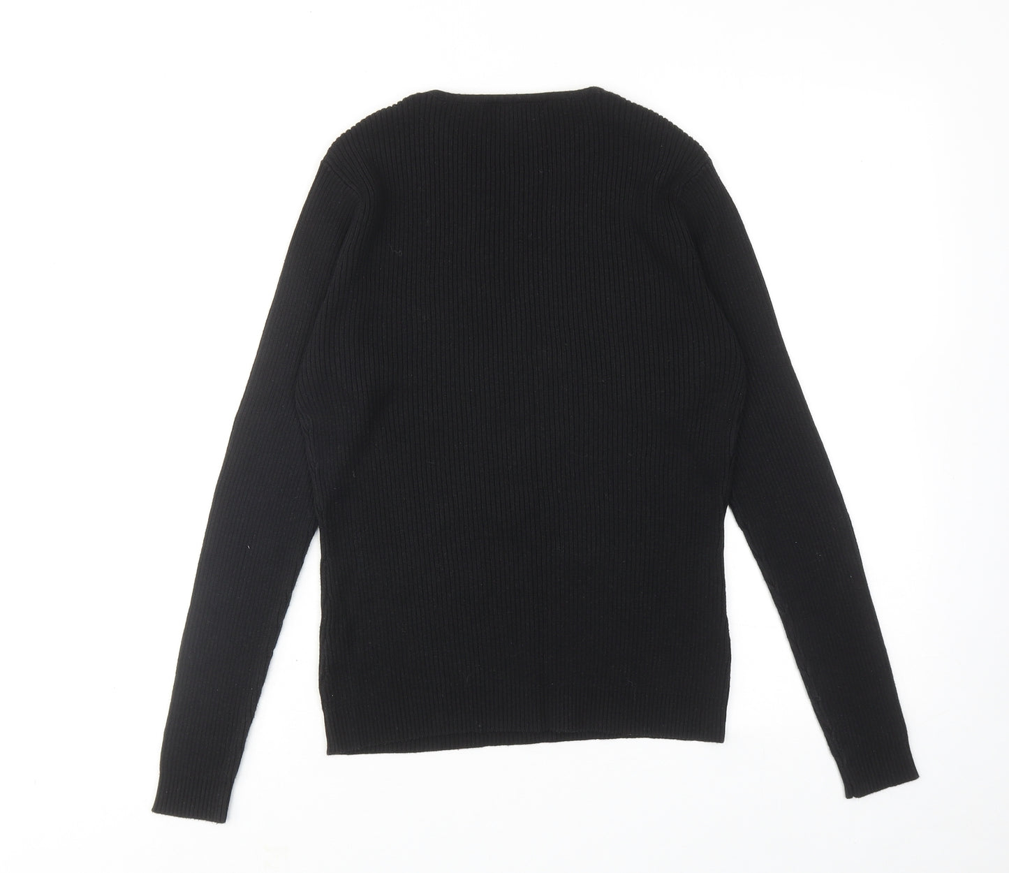 Karen Scott Womens Black Round Neck Acrylic Pullover Jumper Size M