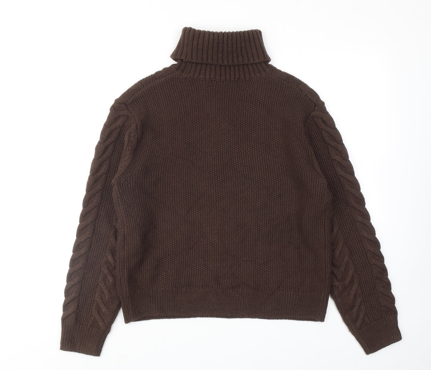 Marks and Spencer Womens Brown Roll Neck Acrylic Pullover Jumper Size S