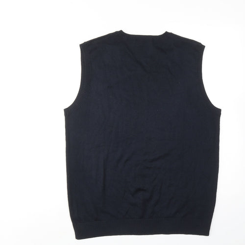 NEXT Mens Blue V-Neck Acrylic Vest Jumper Size M Sleeveless