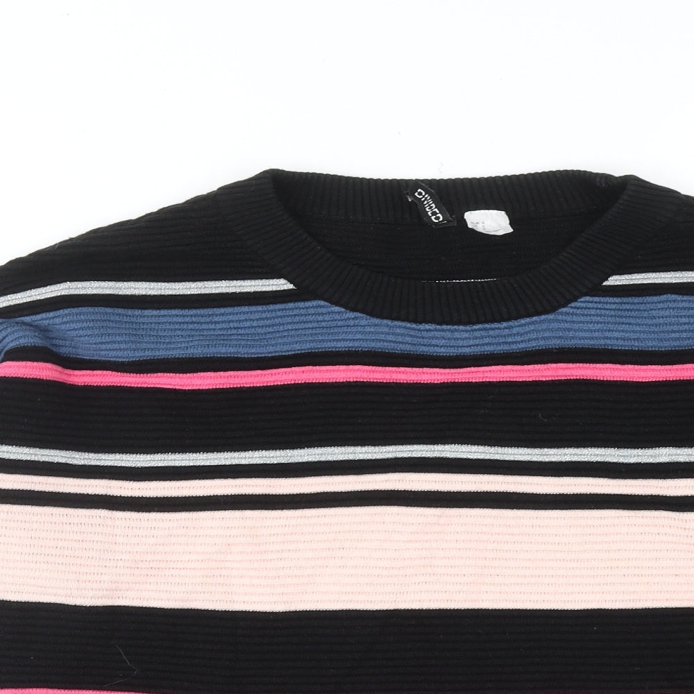H&M Womens Multicoloured Round Neck Striped Cotton Pullover Jumper Size S