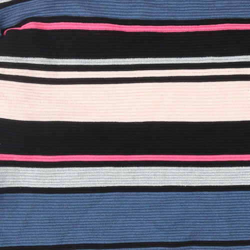 H&M Womens Multicoloured Round Neck Striped Cotton Pullover Jumper Size S