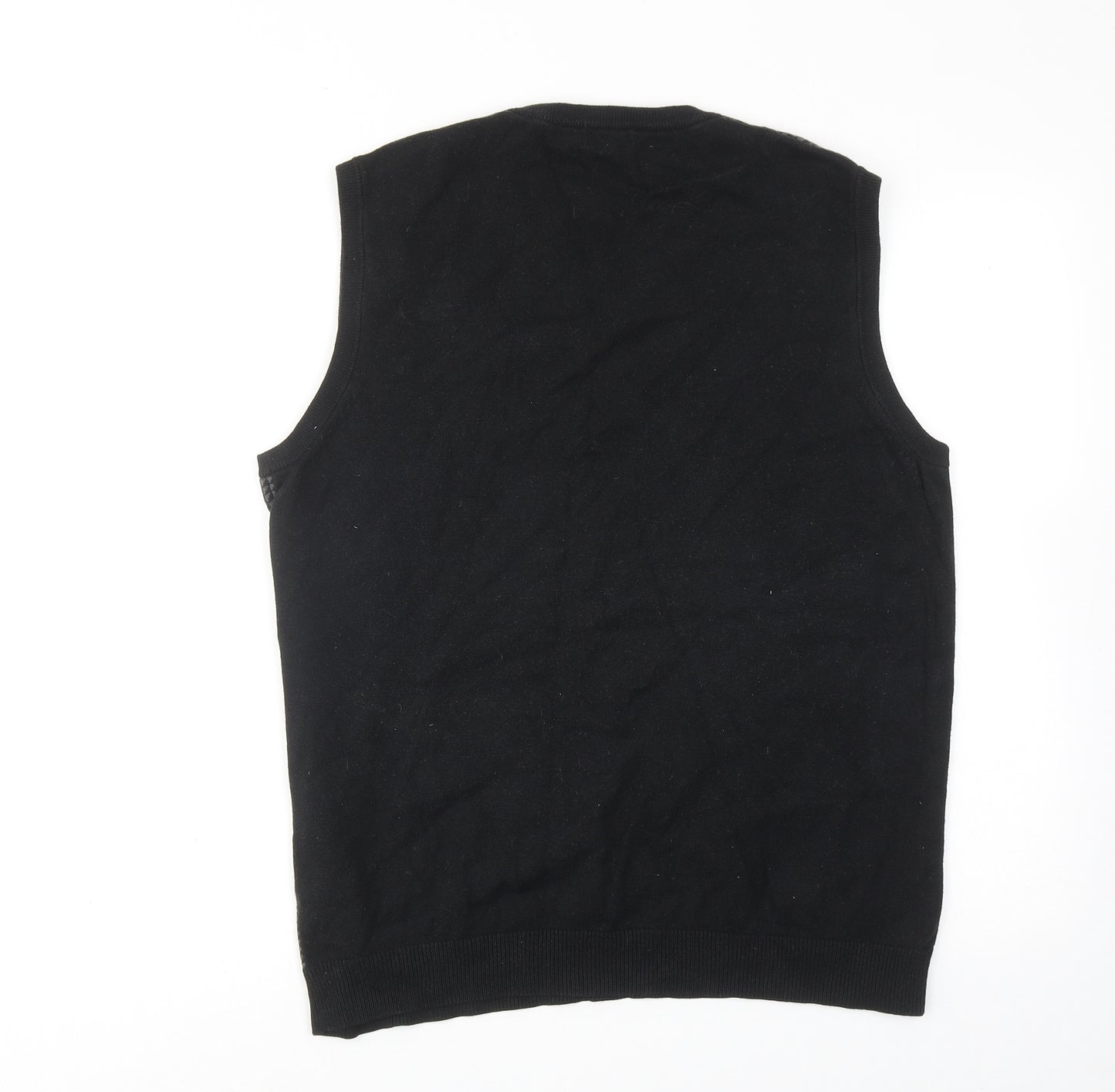 NEXT Mens Black V-Neck Cotton Vest Jumper Size M Sleeveless