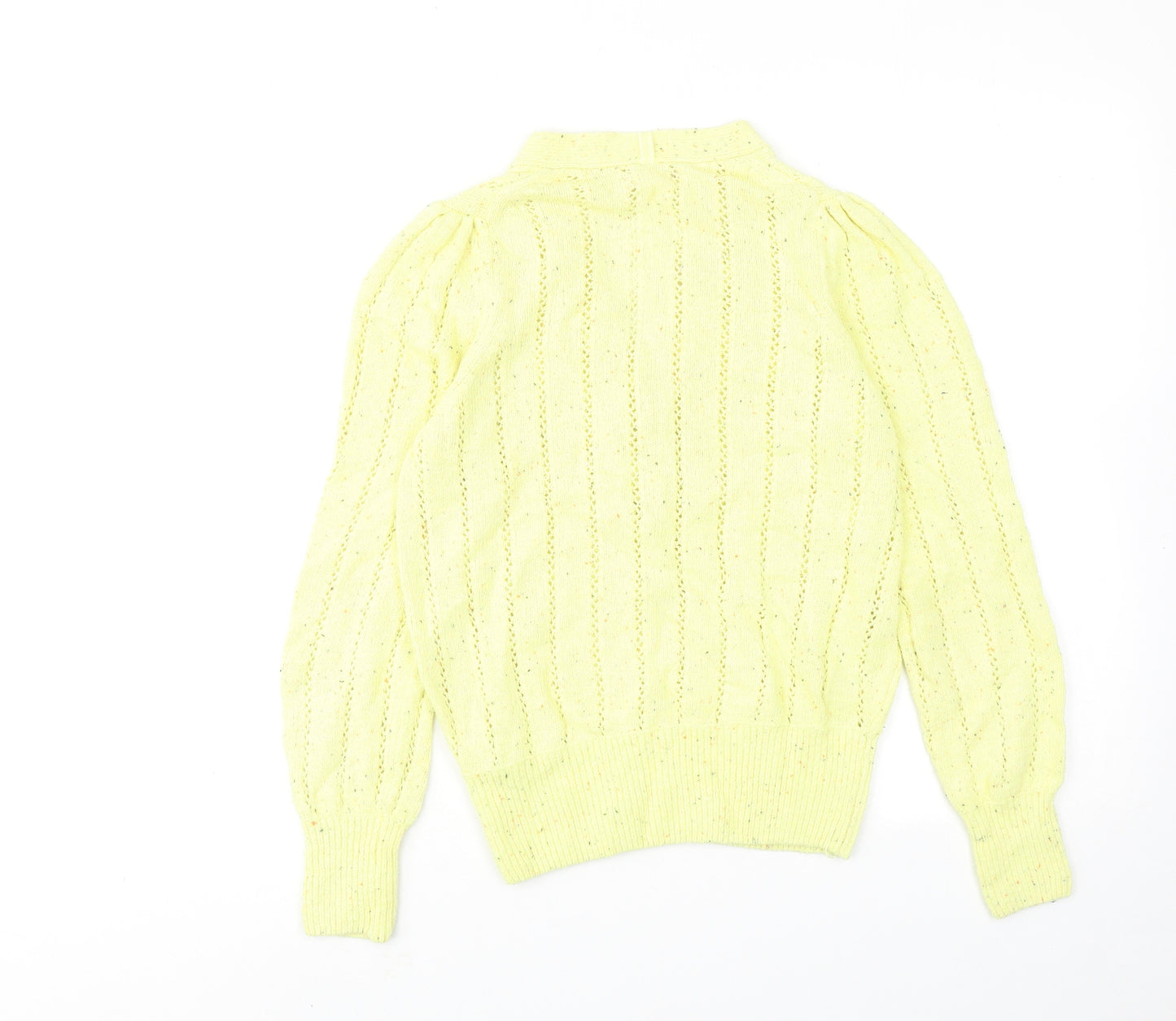 Per Una Womens Yellow V-Neck Cotton Pullover Jumper Size 8