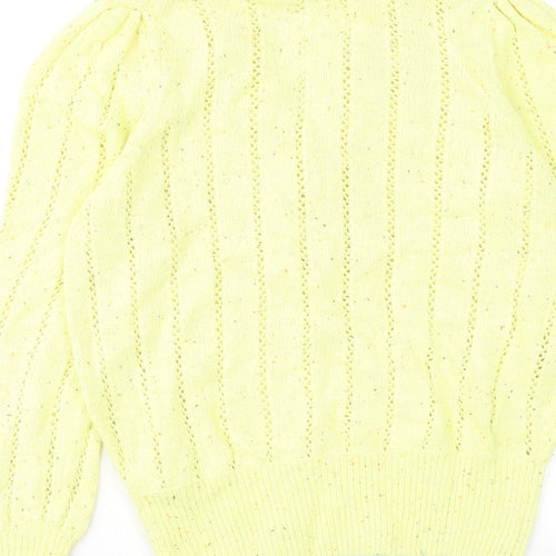 Per Una Womens Yellow V-Neck Cotton Pullover Jumper Size 8