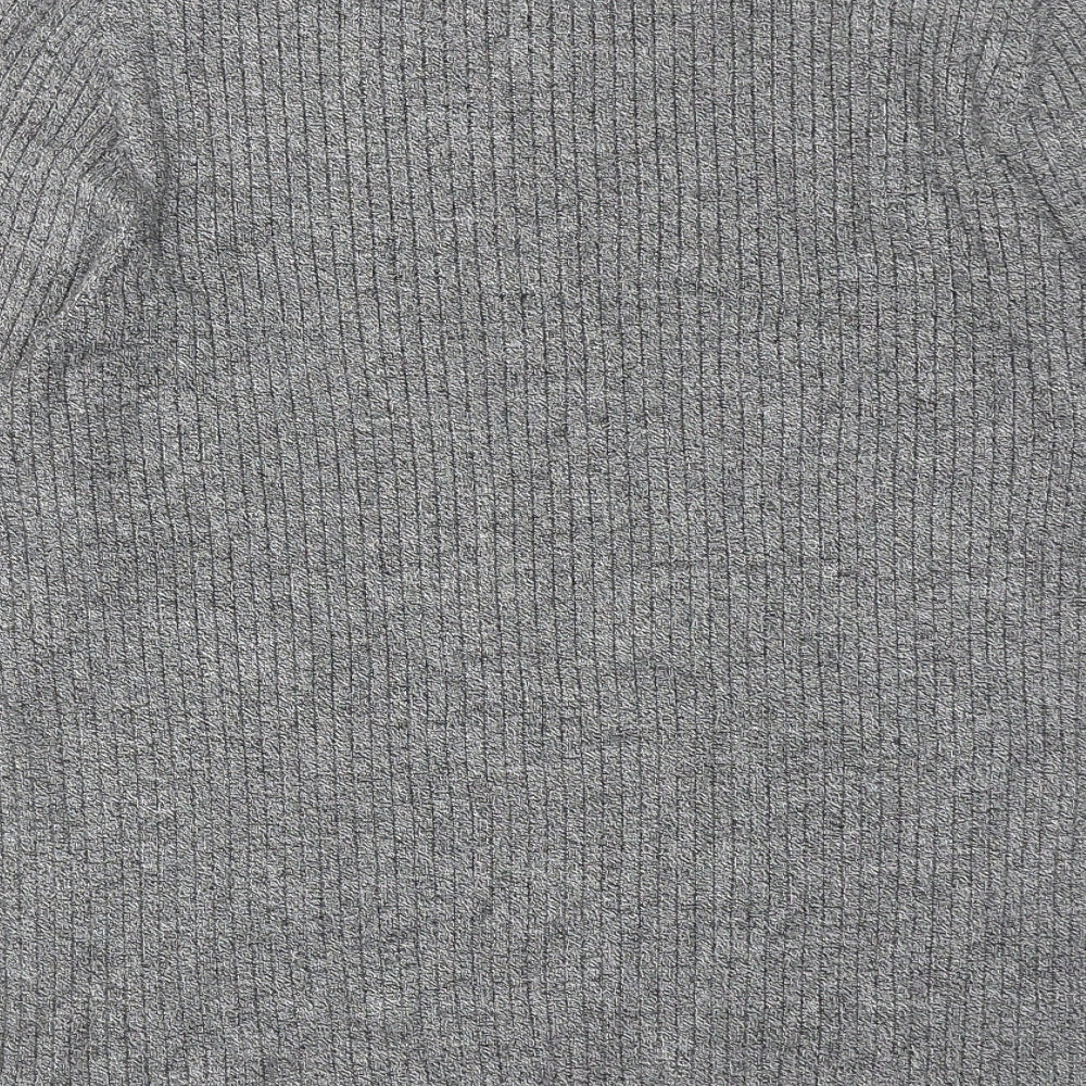 Marks and Spencer Womens Grey Viscose Basic T-Shirt Size 16 Boat Neck - Ribbed