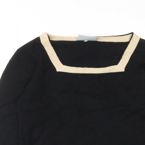 Wallis Womens Black Square Neck Viscose Pullover Jumper Size 12