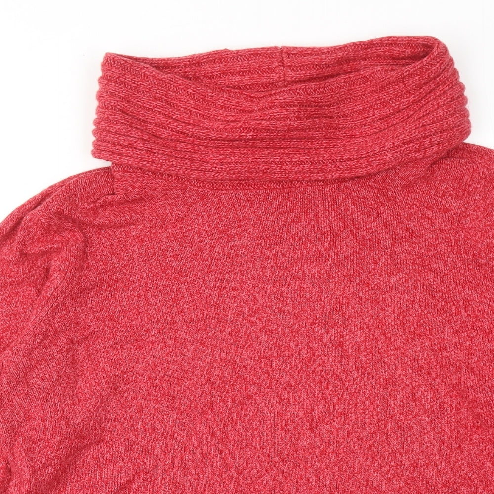 Marks and Spencer Womens Red Roll Neck Cotton Pullover Jumper Size 20