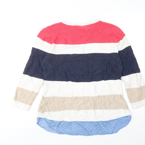Lakeland Womens Multicoloured Round Neck Striped Cotton Pullover Jumper Size L