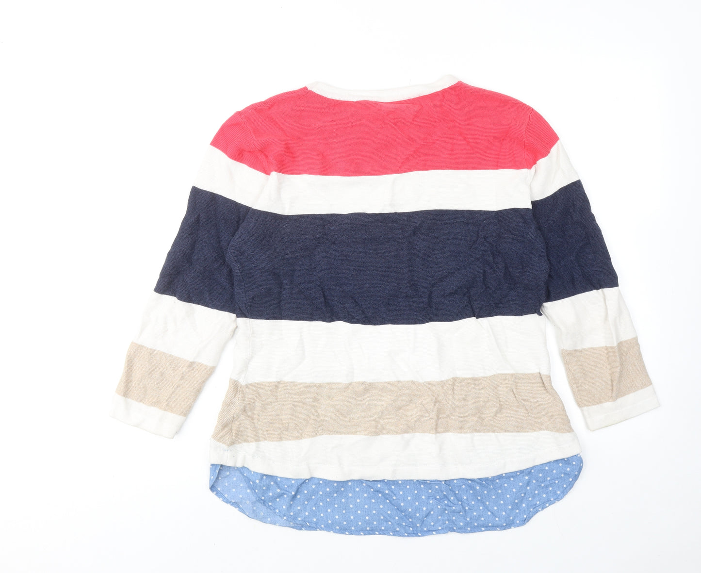 Lakeland Womens Multicoloured Round Neck Striped Cotton Pullover Jumper Size L