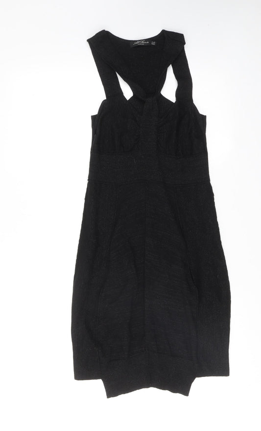 AllSaints Womens Black Wool Tank Dress Size 8 Round Neck Pullover