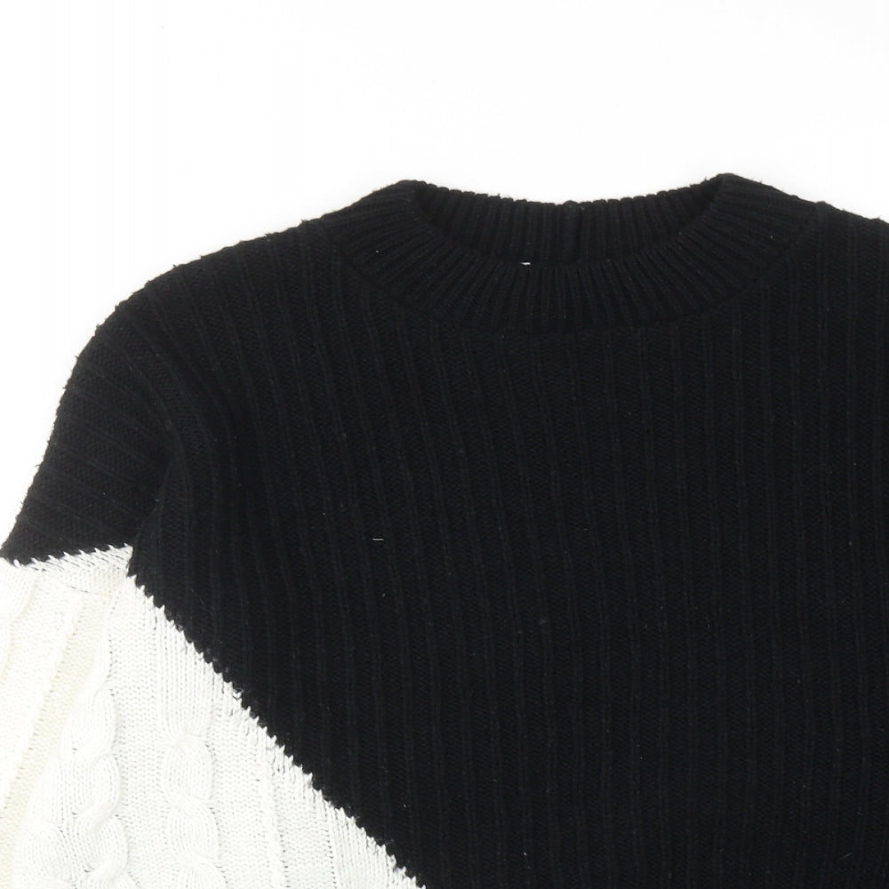 Topshp Womens Black Round Neck Acrylic Pullover Jumper Size S