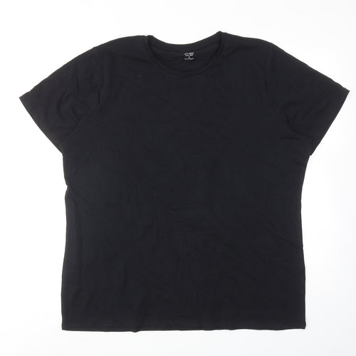 Marks and Spencer Womens Black Cotton Basic T-Shirt Size 22 Round Neck