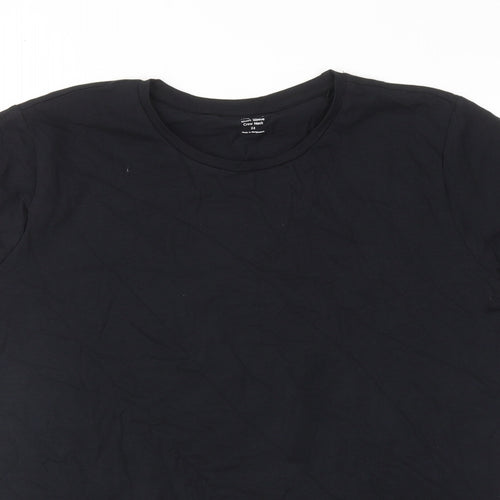 Marks and Spencer Womens Black Cotton Basic T-Shirt Size 22 Round Neck