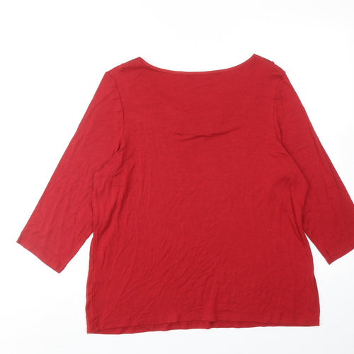 Marks and Spencer Womens Red Viscose Basic Blouse Size 18 Round Neck