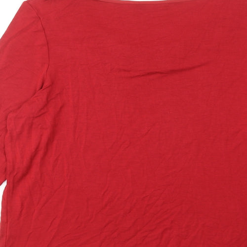 Marks and Spencer Womens Red Viscose Basic Blouse Size 18 Round Neck