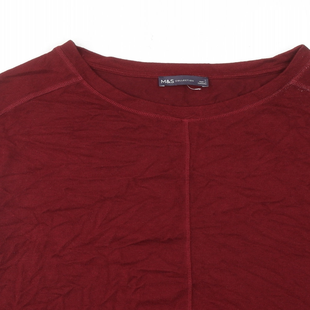 Marks and Spencer Womens Red Polyester Basic T-Shirt Size L Round Neck