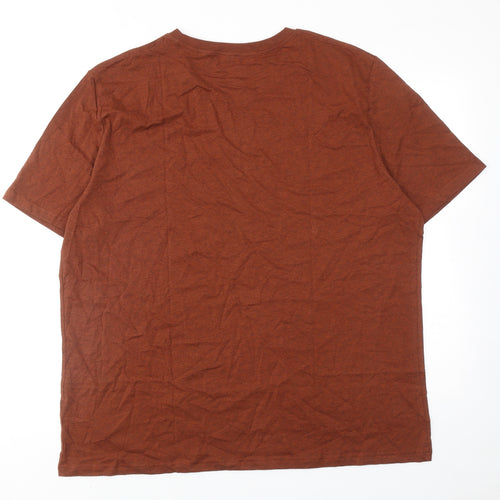 Marks and Spencer Mens Brown Cotton T-Shirt Size 2XL Round Neck
