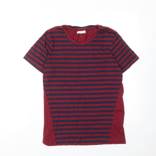 Finery Womens Red Striped Cotton Basic T-Shirt Size 10 Round Neck